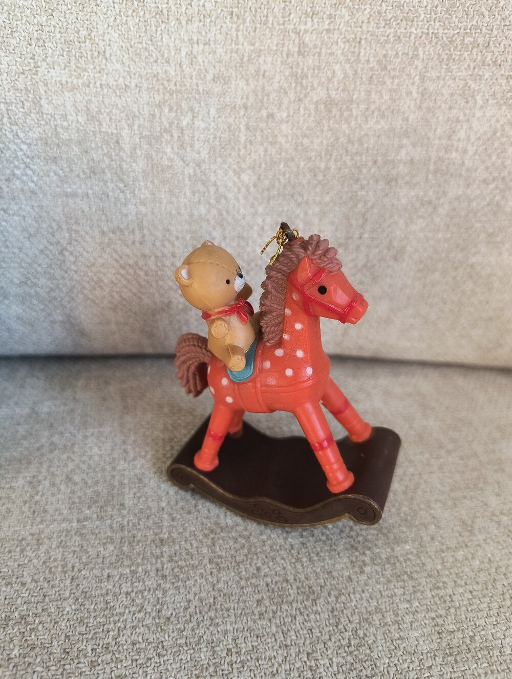 Vintage Bronson Christmas Greeting Collectible Ornament Bear Rocking Horse New - Picture 3 of 9